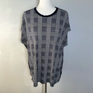 Ralph Lauren Houndstooth Plaid Knit Top Black and White Size‎ 2X